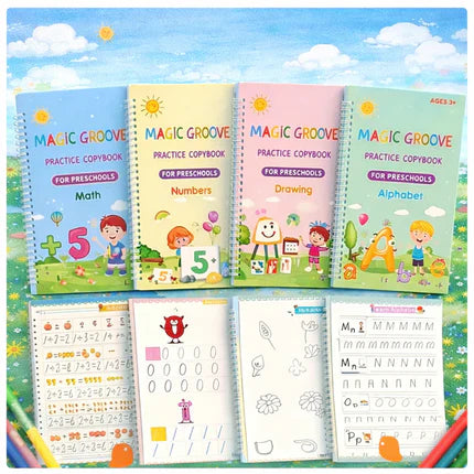 Sank Magic Practice Copybook (4 BOOKS,2 PEN,2 GRIP,10 REFILL) Pack of 1