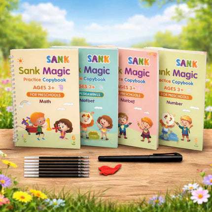 Sank Magic Practice Copybook (4 BOOKS,2 PEN,2 GRIP,10 REFILL) Pack of 1