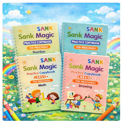 Sank Magic Practice Copybook (4 BOOKS,2 PEN,2 GRIP,10 REFILL) Pack of 1