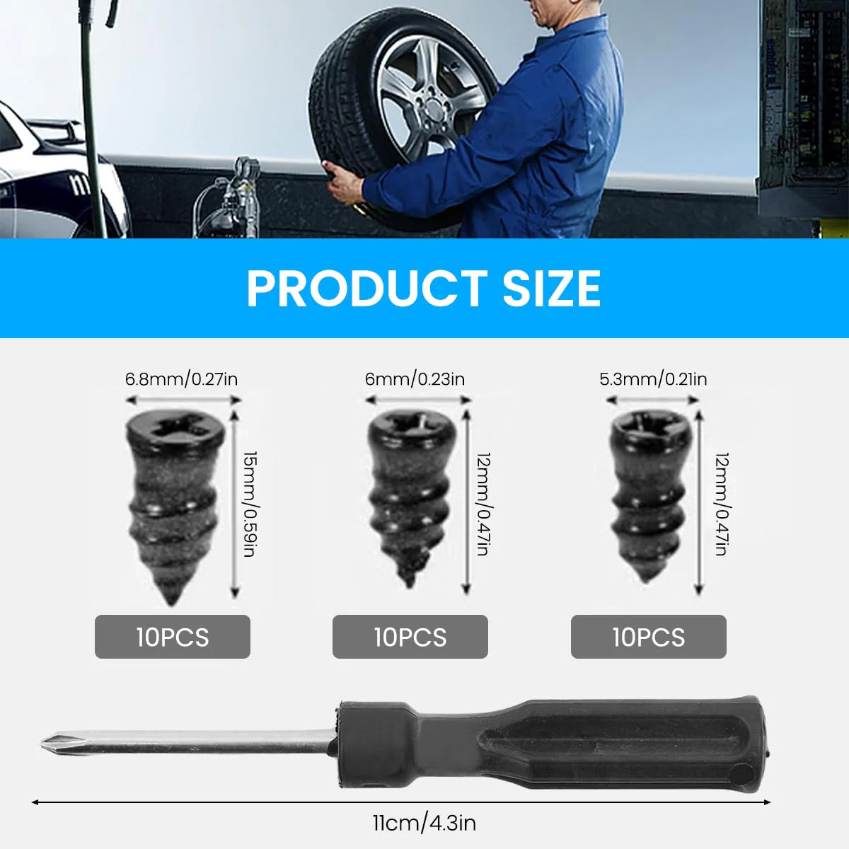 Ultra-Seal™- Tubeless Tyre Repair Rubber Nails Kit | Pack Of 20 Pcs🔥