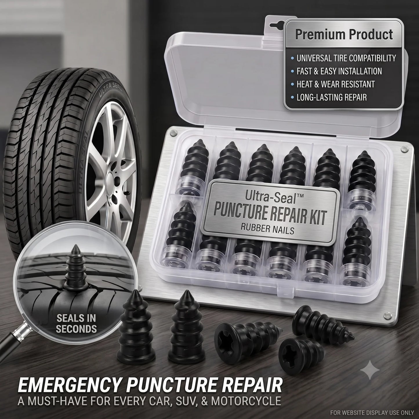 Ultra-Seal™- Tubeless Tyre Repair Rubber Nails Kit | Pack Of 20 Pcs🔥