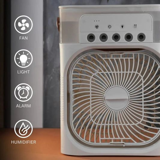 4-in-1 Premium Portable Mini Air Cooler || A Personal Desk Fan with Mist Cooling & LED Light
