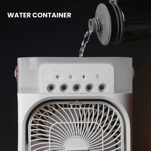 4-in-1 Premium Portable Mini Air Cooler || A Personal Desk Fan with Mist Cooling & LED Light